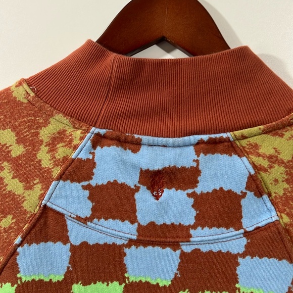 Free People Movement Multicolor Checker Mock Neck Crop Sweatshirt Size Medium - Picture 4 of 9